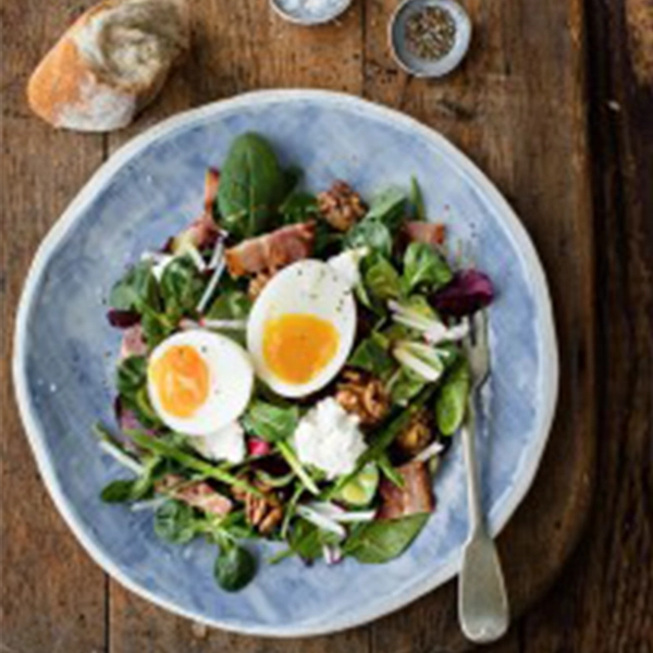 Goats’ Cheese, Bacon and Egg Salad with Walnuts